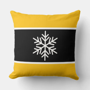 Cojín Decorativo Nordic Brillante Amarillo Negro Blanco Rayas Copo 