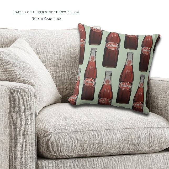 Cojín Decorativo North Carolina Cheerwine Retro Soda Throw Pillow (Carolina comfort with a splash of Cheerwine nostalgia. Personalized North Carolina Throw Pillow)