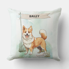 Cojín Decorativo Norwegian Lundehund Watercolor Personalized Dog