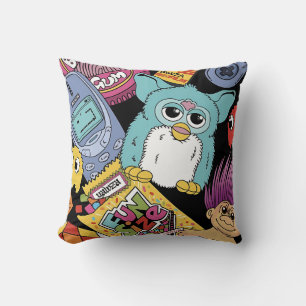 Cojín Decorativo Nostalgia Retro Doodle Patrón Juguete y Tecnología
