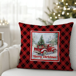 Cojín Decorativo Nostalgic red truck holiday scene rustic Christmas