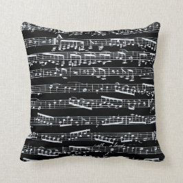 Cojín Decorativo Notas blancos y negros de la música