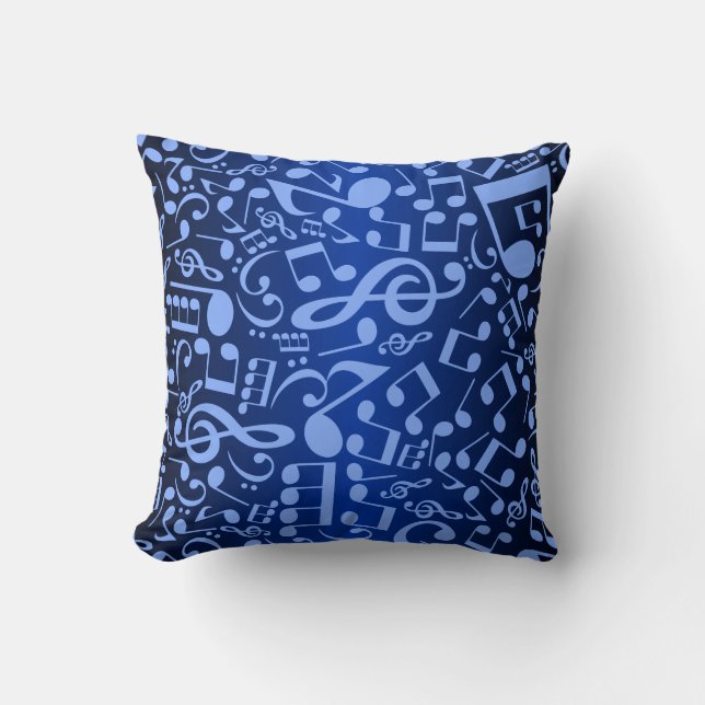 Cojín Decorativo Notas musicales 2 (azul) (Anverso)