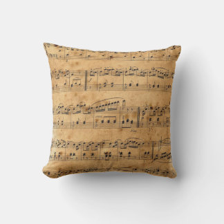 Cojín Decorativo Notas musicales de estilo envejecido con fondo de