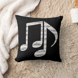 Cojín Decorativo Notas musicales en blanco y negro