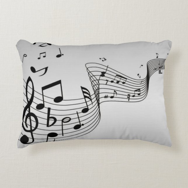 Cojín Decorativo Notas musicales en plata (Anverso)