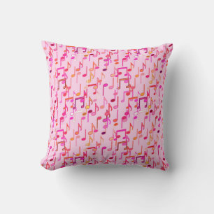 Cojín Decorativo Notas musicales impresas - rosa, multi