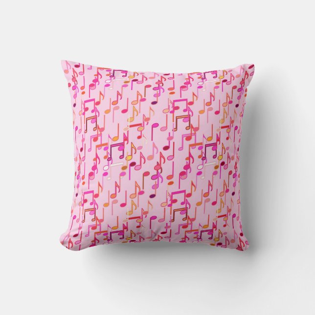 Cojín Decorativo Notas musicales impresas - rosa, multi (Anverso)
