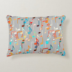 Cojín Decorativo Notas musicales impresión - Gris Medio, Multicolor