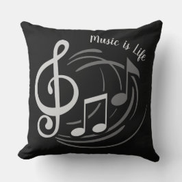 Cojín Decorativo Notas musicales personalizados de texto lanzar alm