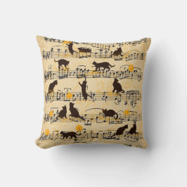 Cojín Decorativo Notas musicales y gatitos