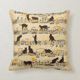 Cojín Decorativo Notas musicales y gatitos