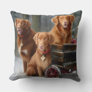 Cojín Decorativo Nova Scotia Duck Toller Retriever Trineo Nevado
