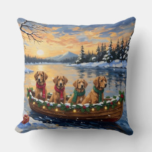 Cojín Decorativo Nova Scotia Duck Tolling Retriever Navidad Barco