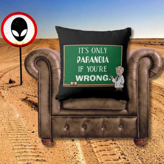 Cojín Decorativo Novedad divertida Paranoia Conspiración Teórico Ne (A funny throw pillow for the paranoid person or conspiracy theorist in your life! Great for mancaves)