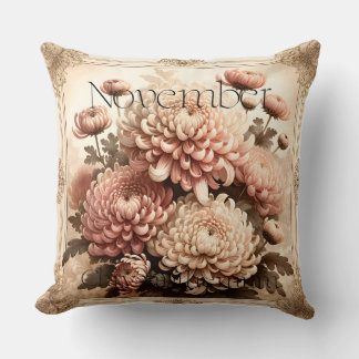 Cojín Decorativo November Chrysanthemum Vintage Floral Birth 