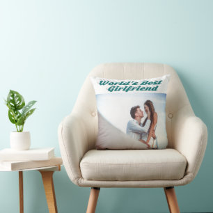 Cojín Decorativo Novia con foto de tipografía verde