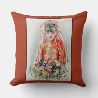 Cojín Decorativo Novia de rojo en una boda china en Shanghai