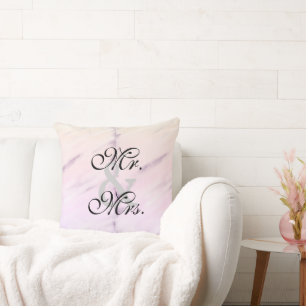 Cojín Decorativo Novia Novio Púrpura Crema Aquarela Reversible
