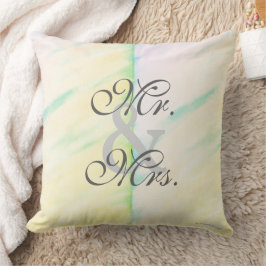 Cojín Decorativo Novia Novio Tropical Aquarela Sr. y Sra. 