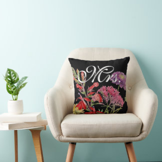 Cojín Decorativo Novia Vintage Floral Rojo Pluma Rosa Heirloom Flor