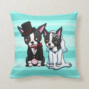 Cojín Decorativo Novia y novio de Boston Terrier