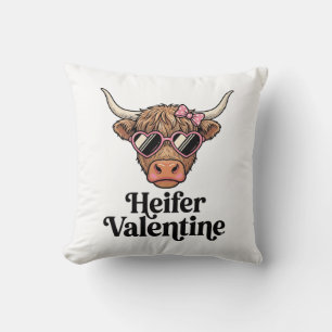 Cojín Decorativo Novilla de San Valentín Vaca Highland Diseño Vinta