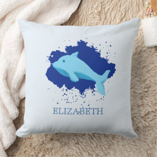Cojín Decorativo nube azul con nombre de ballena personalizado
