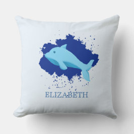 Cojín Decorativo nube azul con nombre de ballena personalizado