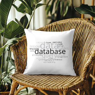 Cojín Decorativo Nube de palabras de base de datos monocroma v2