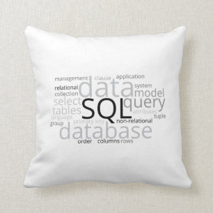 Cojín Decorativo Nube de palabras de base de datos SQL monocroma