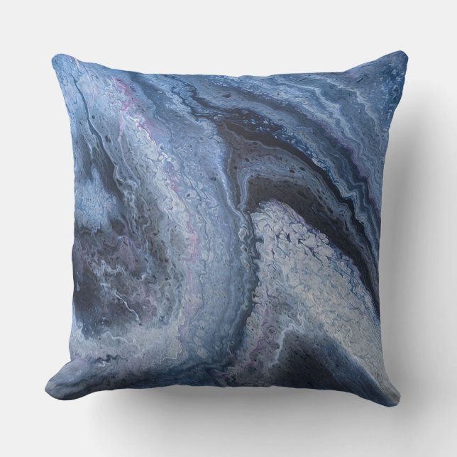 Cojín Decorativo Nubes abstractas mármol azul profundo (Anverso)