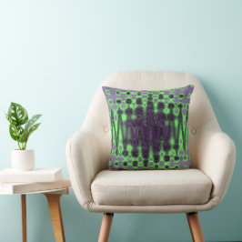 Cojín Decorativo Nubes abstractas verdes y moradas onduladas con te