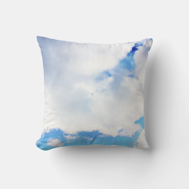 Cojín Decorativo Nubes blancas esponjosas y cielo azul (Anverso)