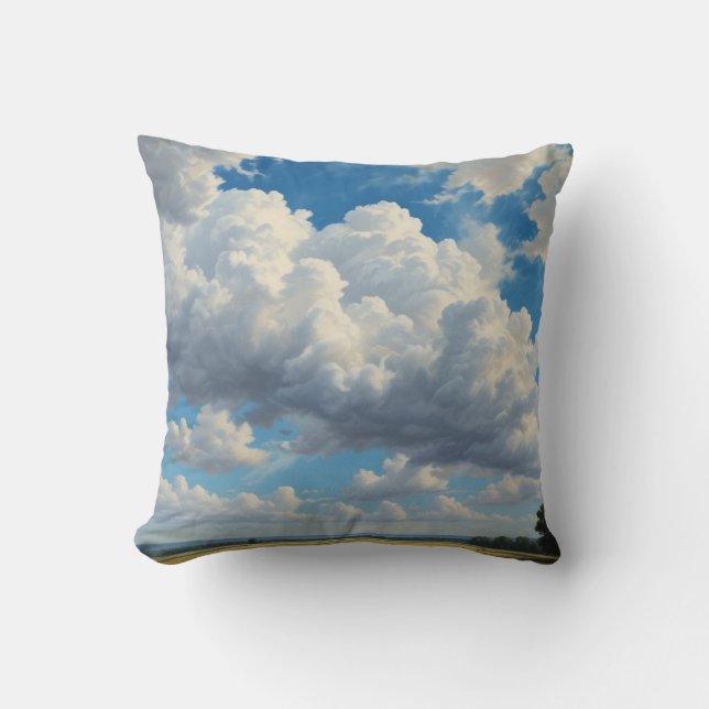 Cojín Decorativo Nubes blancas y cielo azul despejado (Anverso)