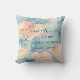 Cojín Decorativo Nubes Caprichosas Estadísticas de Nacimiento de Be