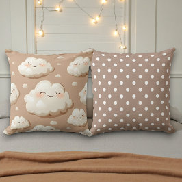 Cojín Decorativo Nubes con Doble Cara Marrón y Beige