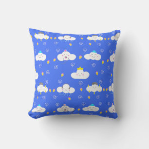 Cojín Decorativo Nubes de dibujos animados lindos con emociones