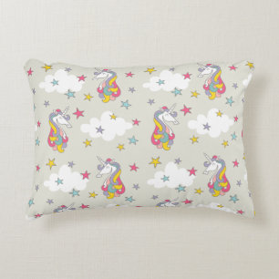 Cojín Decorativo Nubes de los arco iris del unicornio y dormitorio