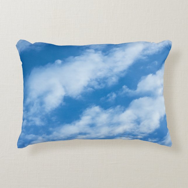 Cojín Decorativo Nubes en el cielo y cielo azul (Anverso)