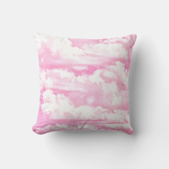 Cojín Decorativo Nubes femeninas rosadas fucsias suaves (Anverso)
