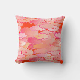 Cojín Decorativo Nubes japonesas, puesta de sol, coral, fucsia, ros