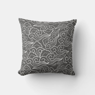 Cojín Decorativo Nubes japonesas vintage, gris gráfico / gris