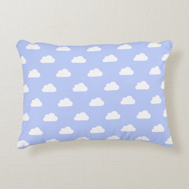 Cojín Decorativo Nubes Lindas Blancas sobre Azul (Anverso)