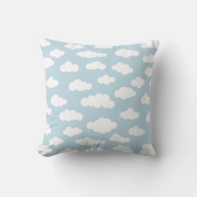 Cojín Decorativo Nubes Pastel Bebé Estético Azul Y Blanco (Anverso)