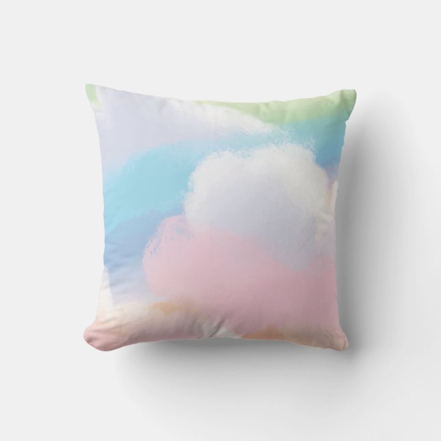 Cojín Decorativo Nubes pastel de arcoíris hermosas (Anverso)