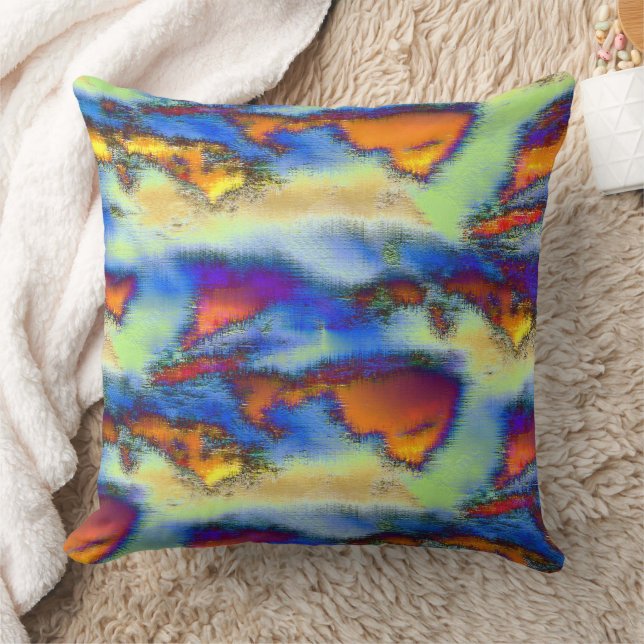 Cojín Decorativo Nubes rotas en naranja, textura con llovizna o des (Manta)