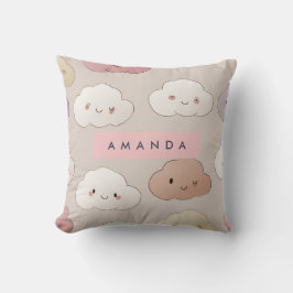 Cojín Decorativo Nubes sonrientes personalizadas de Kawaii Pastel