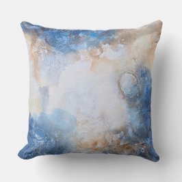 Cojín Decorativo Nubes Texturizadas Abstractas de Azul y Arena