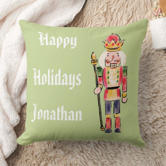 Cojín Decorativo Nudiciario personalizado en Navidad de fondo verde (Manta)